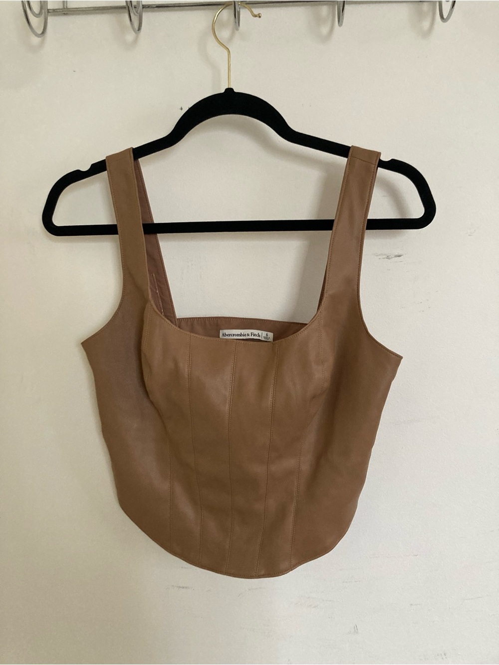 Abercrombie & Fitch Camel Faux Leather Cropped Tank